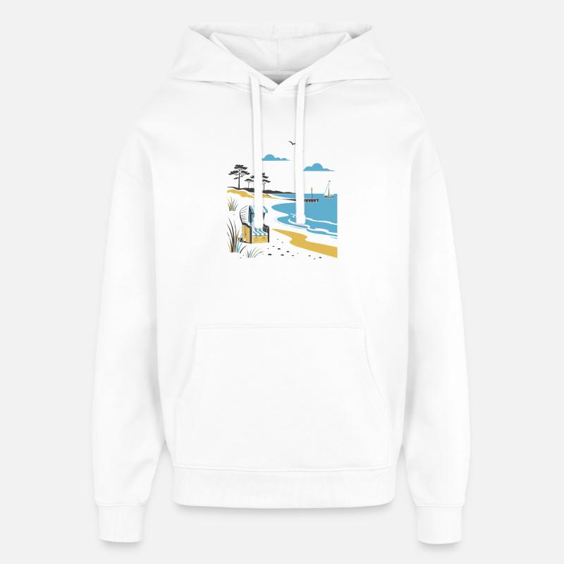 Idylle côtier : chaise longue et dune - Sweat à capuche unisexe Stanley/Stella Oversized - blanc
