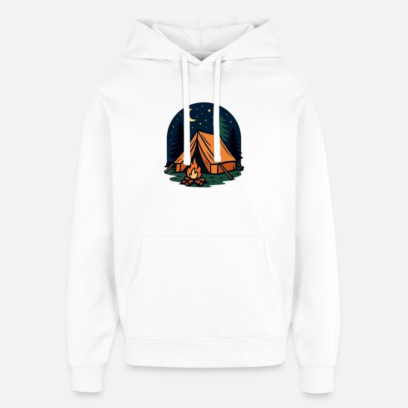 Camping d'une nuit en forêt - Sweat à capuche unisexe Stanley/Stella Oversized - blanc