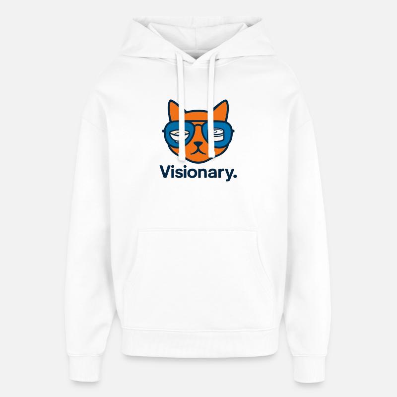 Chat Sushi Visionnaire avec des verres - Sweat à capuche unisexe Stanley/Stella Oversized - blanc