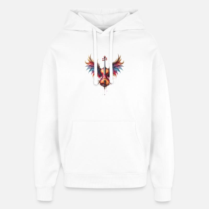 Violon aux ailes arc-en-ciel - Sweat à capuche unisexe Stanley/Stella Oversized - blanc