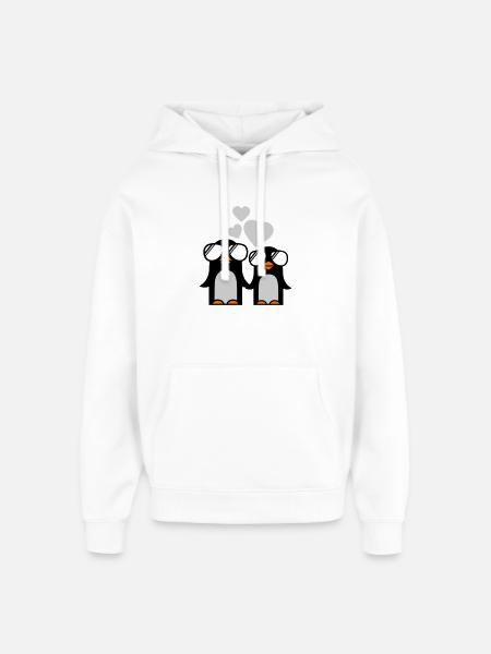 penguins fallen in love - Oversized Unisex Hoodie by Stanley/Stella - white