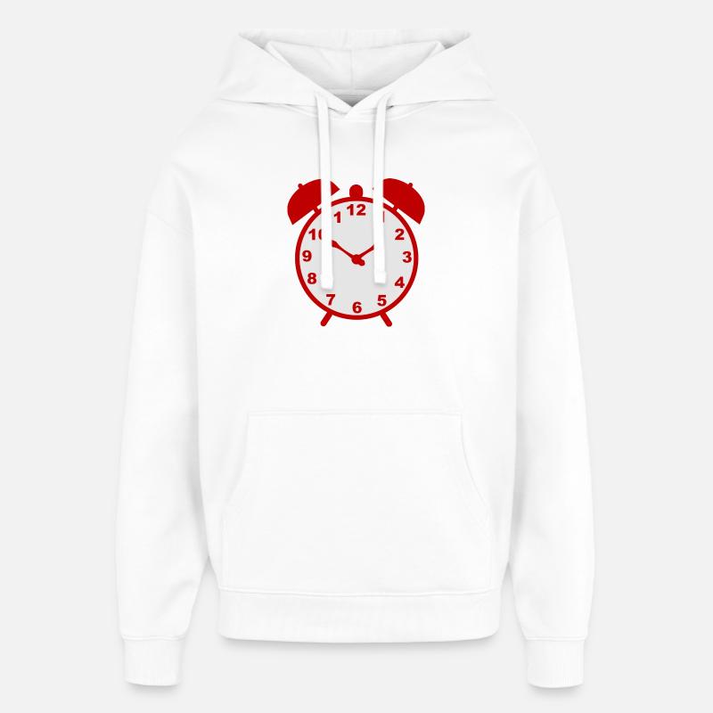 Réveil classique avec cadre rouge - Sweat à capuche unisexe Stanley/Stella Oversized - blanc