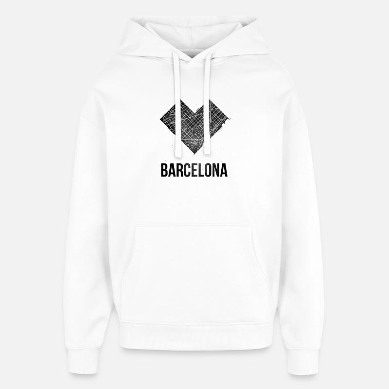 Barcelone - Sweat à capuche unisexe Stanley/Stella Oversized - blanc
