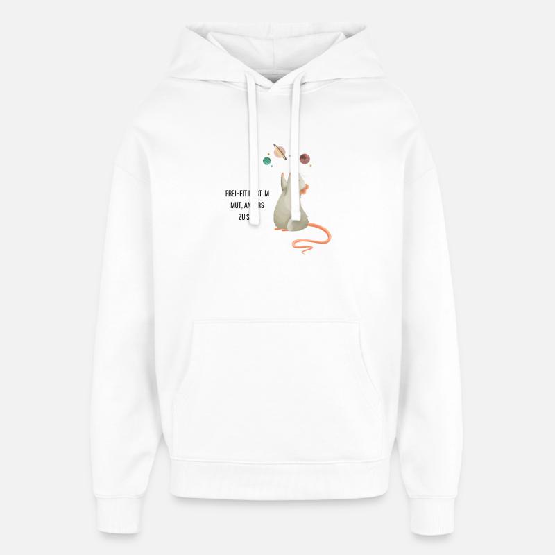 Souris de l’espace - Sweat à capuche unisexe Stanley/Stella Oversized - blanc