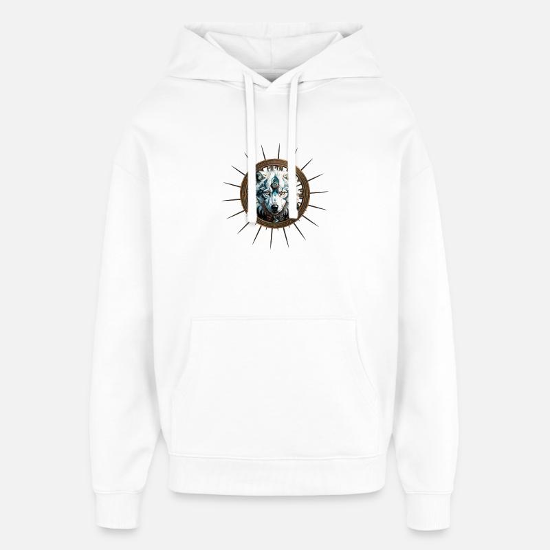 Génial loup steampunk blanc. - Sweat à capuche unisexe Stanley/Stella Oversized - blanc