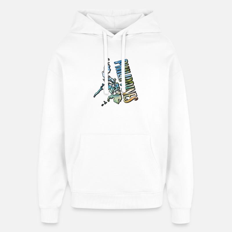 Carte à l’aquarelle Philippines - Sweat à capuche unisexe Stanley/Stella Oversized - blanc