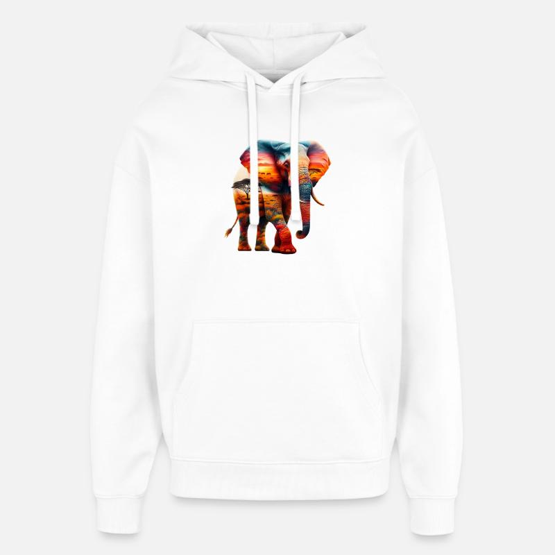 Elefant - Oversized Unisex Hoodie von Stanley/Stella - Weiß