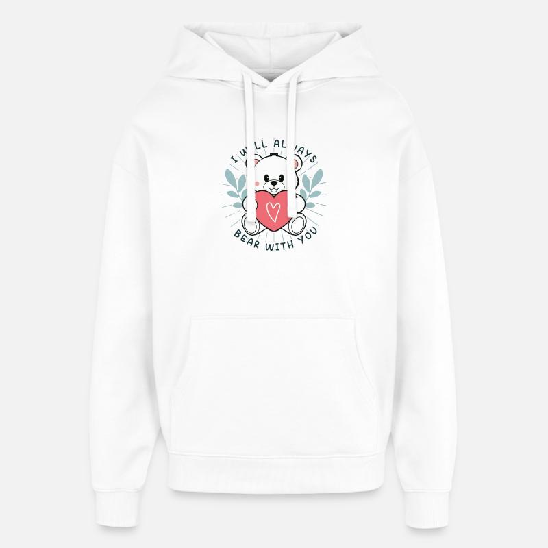 Ours mignon avec cœur et message - Sweat à capuche unisexe Stanley/Stella Oversized - blanc