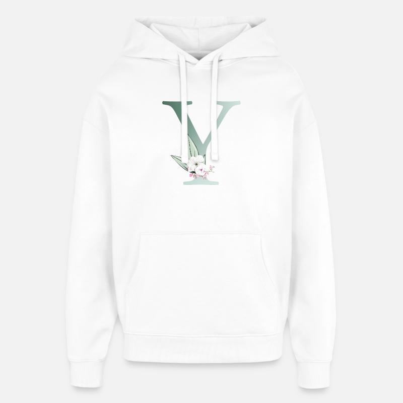 Y Monogram, Floral, Personnalisable - Sweat à capuche unisexe Stanley/Stella Oversized - blanc