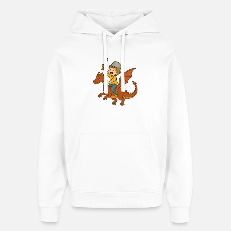 Jeune chevalier dragon à l’épée - Sweat à capuche unisexe Stanley/Stella Oversized - blanc
