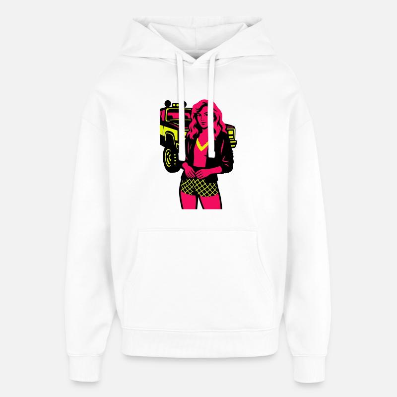 Femme avec camion - Sweat à capuche unisexe Stanley/Stella Oversized - blanc