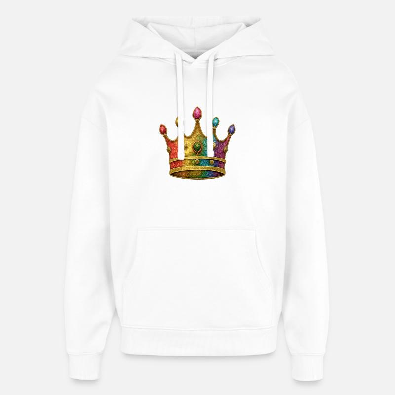 Motif de couronne royale arc-en-ciel vibrant - Sweat à capuche unisexe Stanley/Stella Oversized - blanc