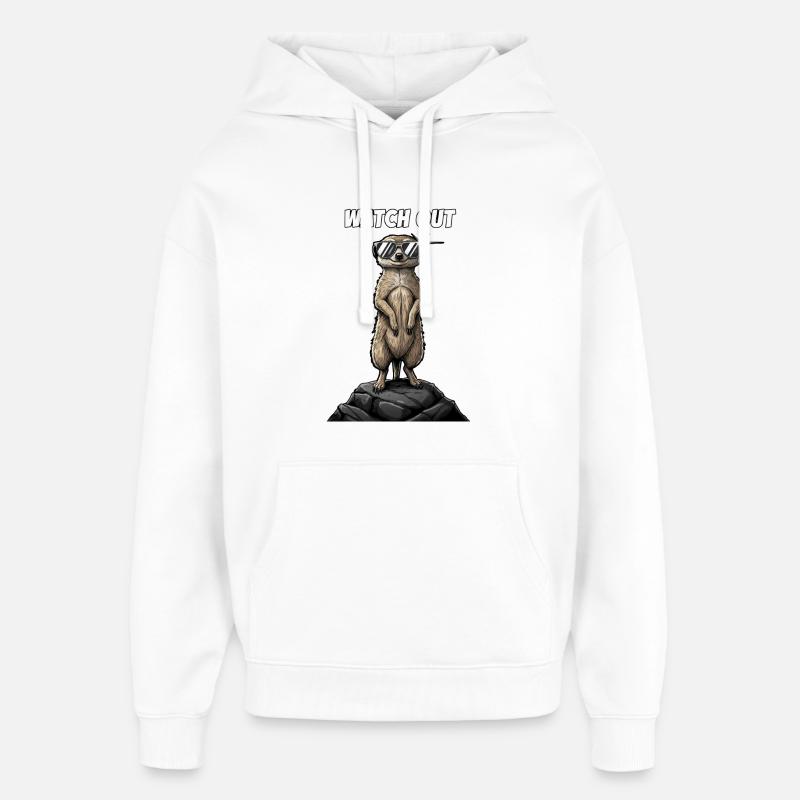 Design cool avec des suricates, attention ! - Sweat à capuche unisexe Stanley/Stella Oversized - blanc
