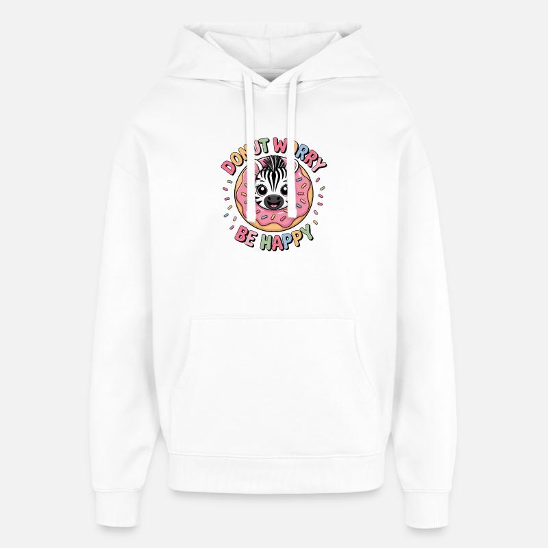 Zebra Donut Candy Dessert Bakery Fun - Oversized Unisex Hoodie by Stanley/Stella - white