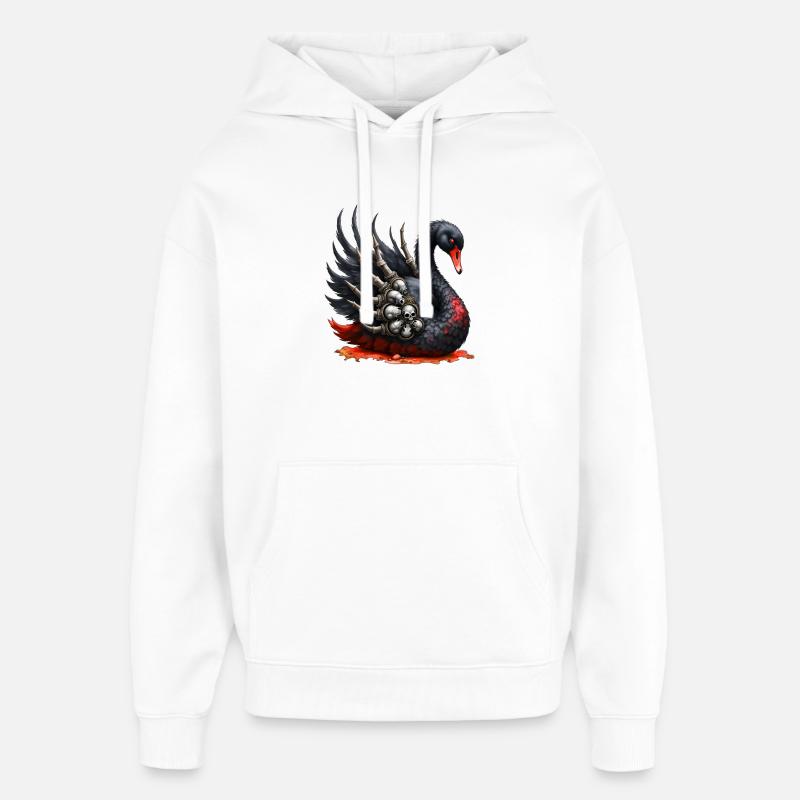 Cygne noir avec des crânes - Sweat à capuche unisexe Stanley/Stella Oversized - blanc
