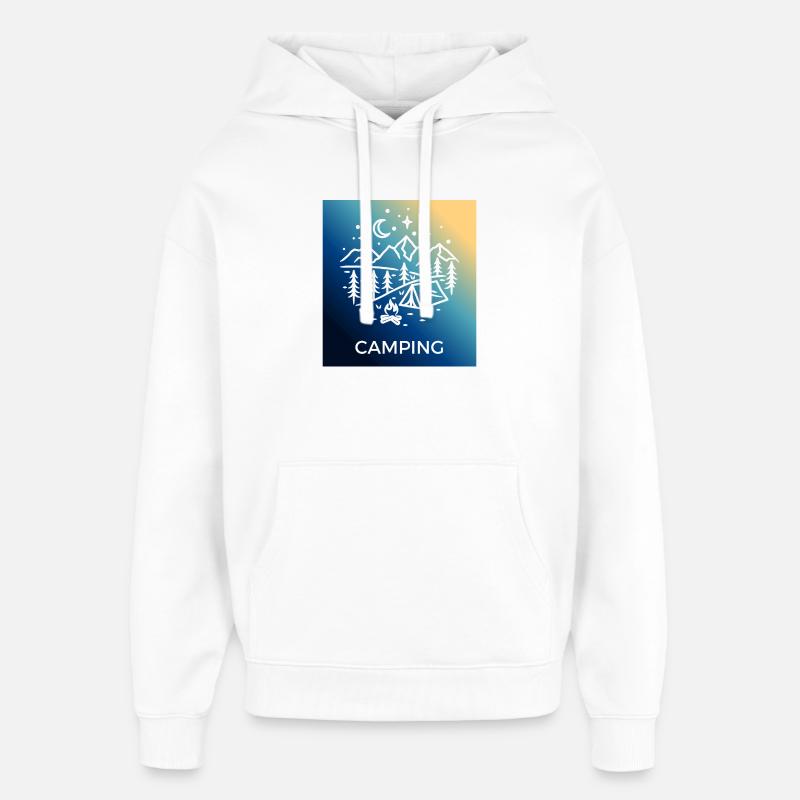 Nuit Forêt Camping Camping - Sweat à capuche unisexe Stanley/Stella Oversized - blanc