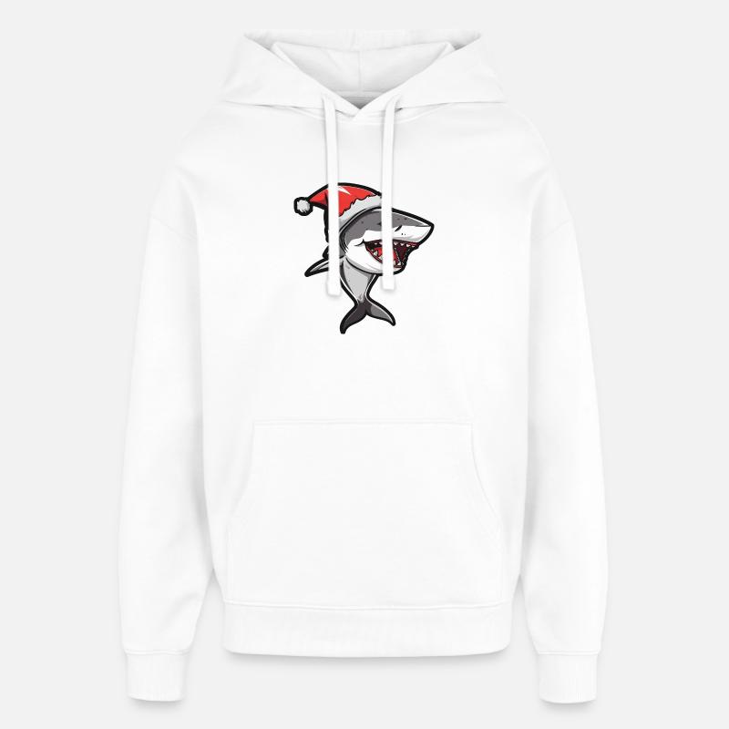 Noël requin - Sweat à capuche unisexe Stanley/Stella Oversized - blanc