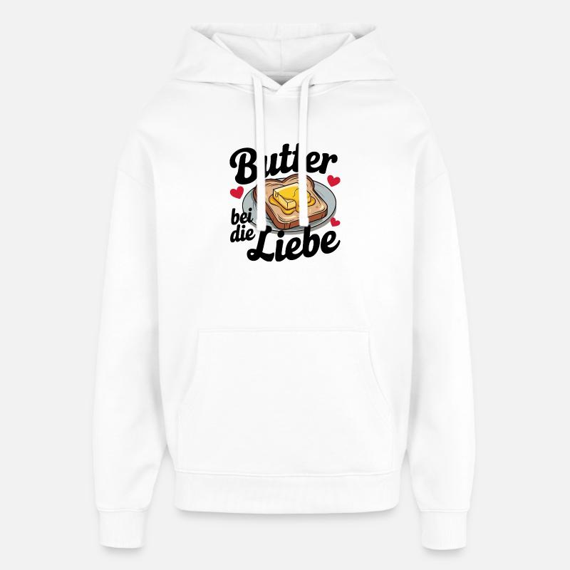 Beurre à l’Amour Petit-déjeuner Drôle - Sweat à capuche unisexe Stanley/Stella Oversized - blanc