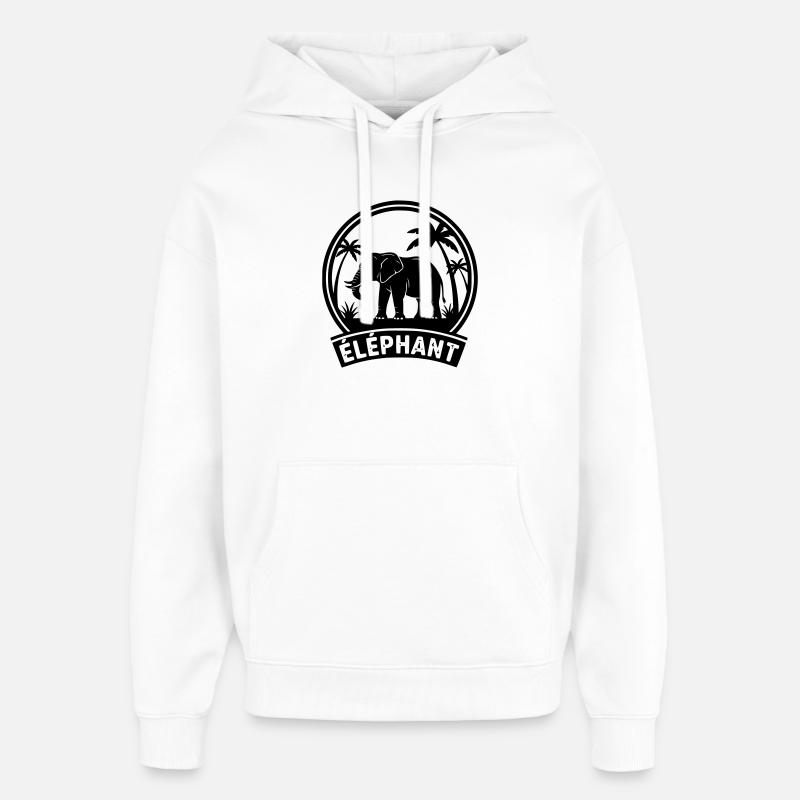 Éléphant  - Sweat à capuche unisexe Stanley/Stella Oversized - blanc