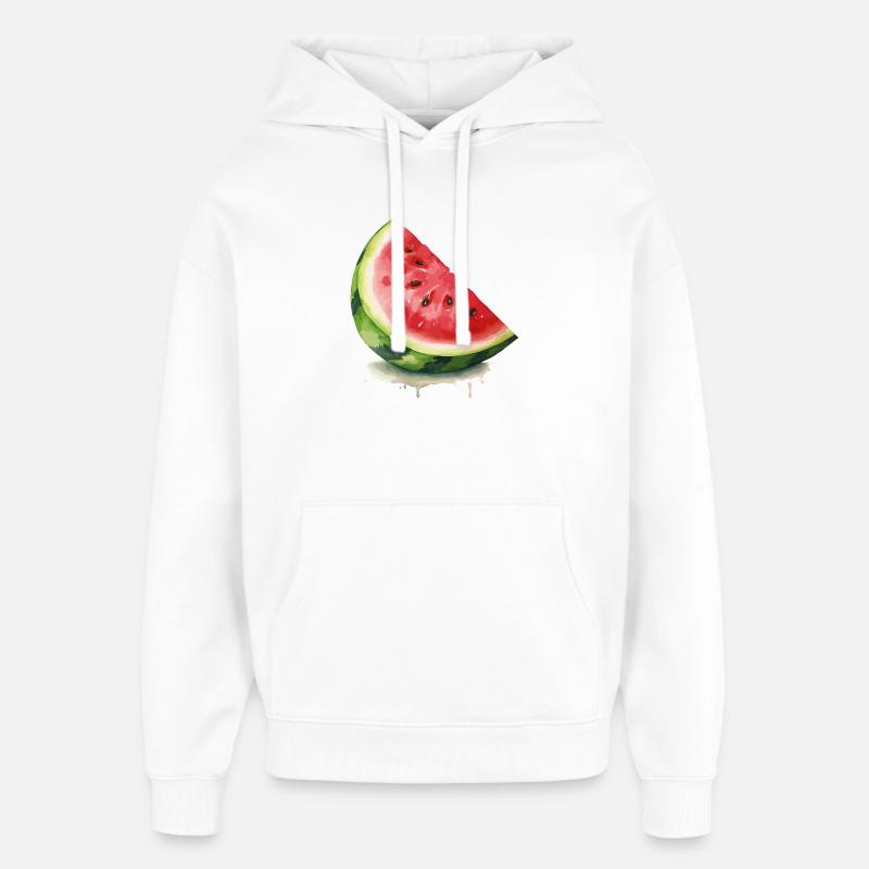 Tranche de pastèque à l’aquarelle - Sweat à capuche unisexe Stanley/Stella Oversized - blanc