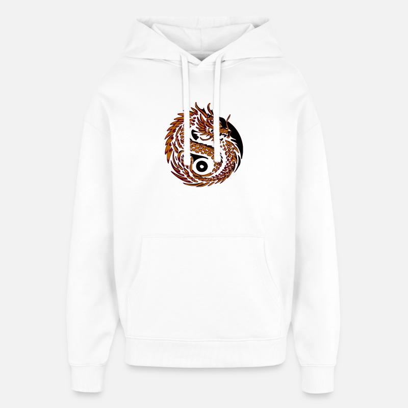 Dragon Spiral Yin de Feu - Sweat à capuche unisexe Stanley/Stella Oversized - blanc