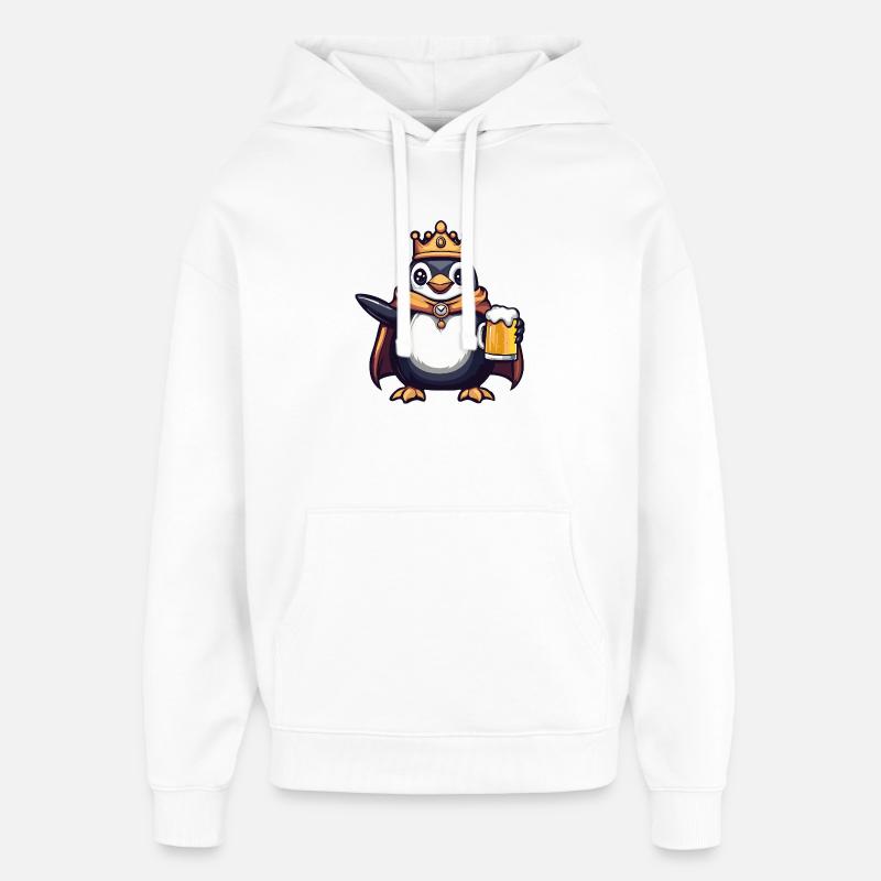 Le Roi de la Bière Pingouin - Sweat à capuche unisexe Stanley/Stella Oversized - blanc