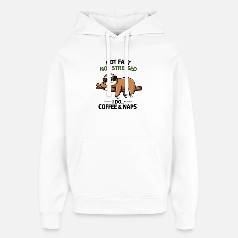 Chill Sloth Coffee & Siestes - Sweat à capuche unisexe Stanley/Stella Oversized - blanc