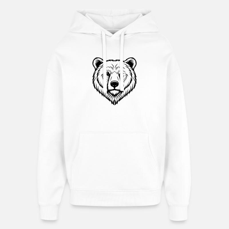 Illustration d’ours - Sweat à capuche unisexe Stanley/Stella Oversized - blanc