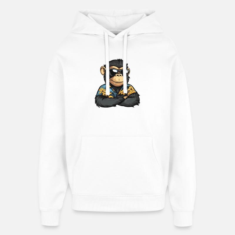 Monkey Comic Vacation - Oversized Unisex Hoodie by Stanley/Stella - white
