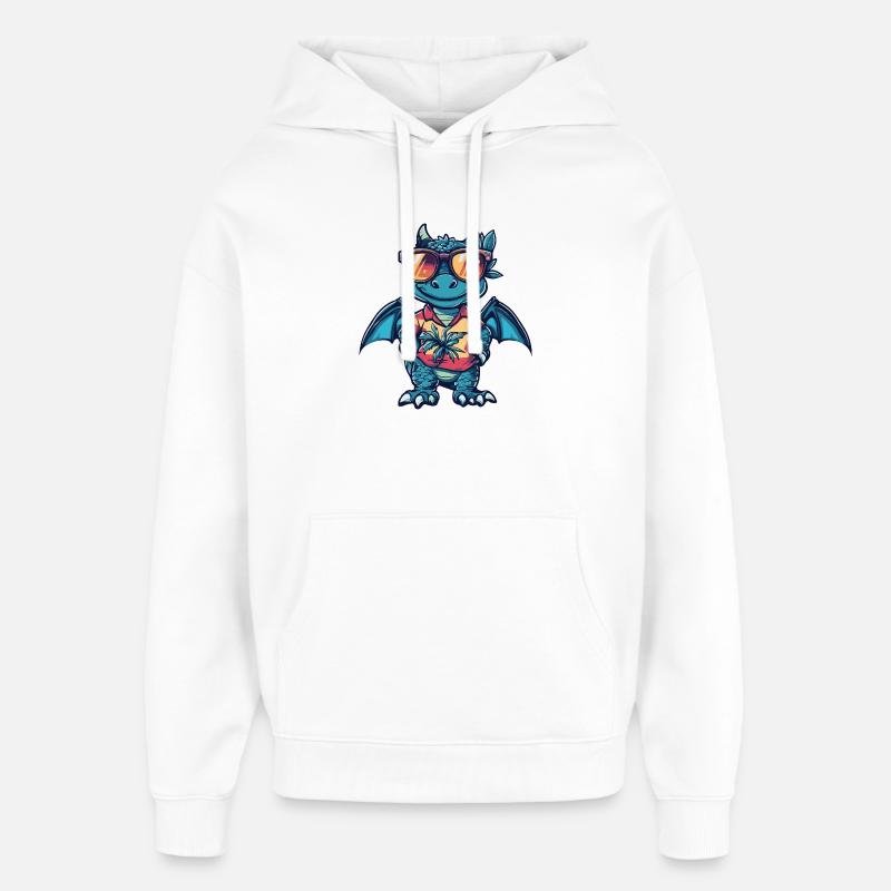 Drache Comic Urlaub - Oversized Unisex Hoodie von Stanley/Stella - Weiß
