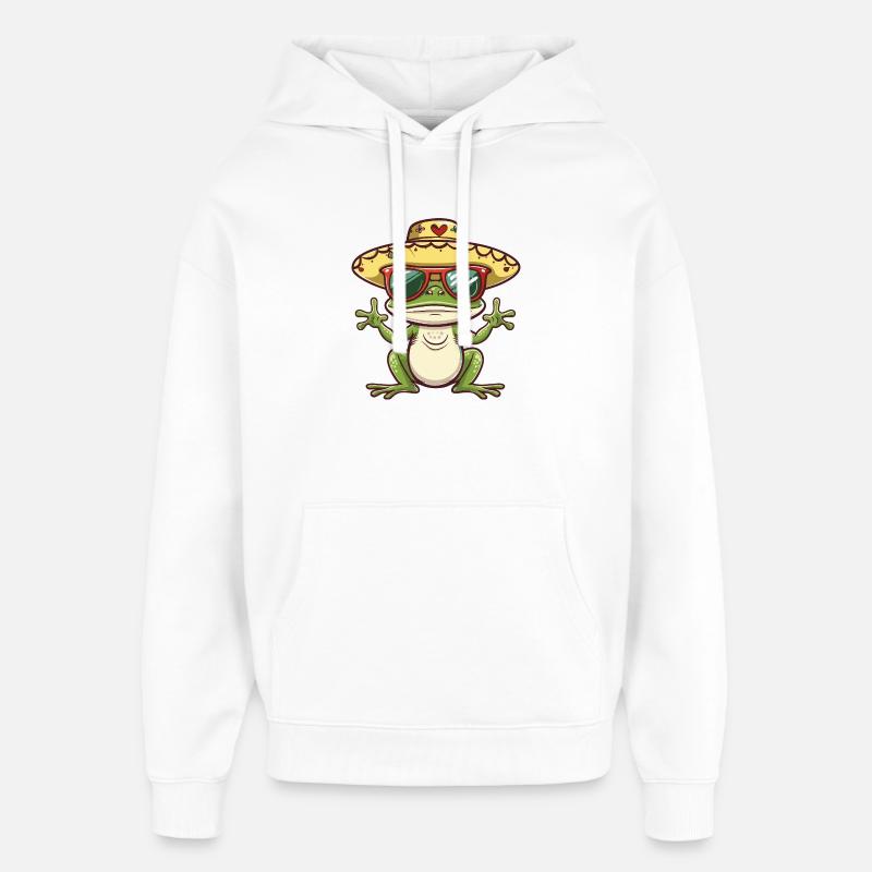 Sombrero drôle de grenouille - Sweat à capuche unisexe Stanley/Stella Oversized - blanc
