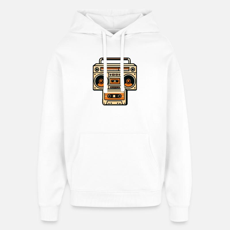 Graphique rétro Boombox orange - Sweat à capuche unisexe Stanley/Stella Oversized - blanc