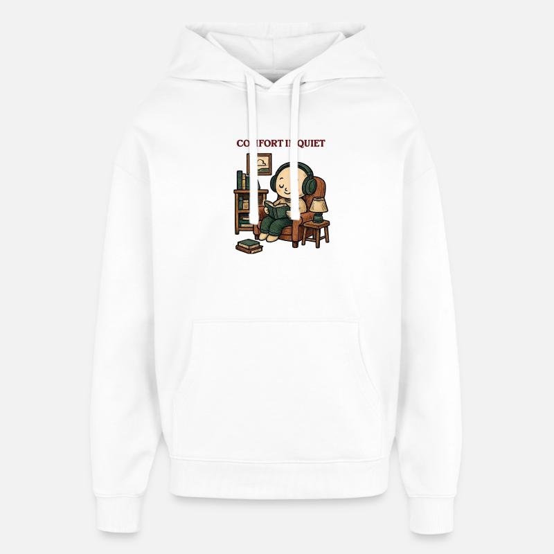 Une lecture douillette en paix - Sweat à capuche unisexe Stanley/Stella Oversized - blanc