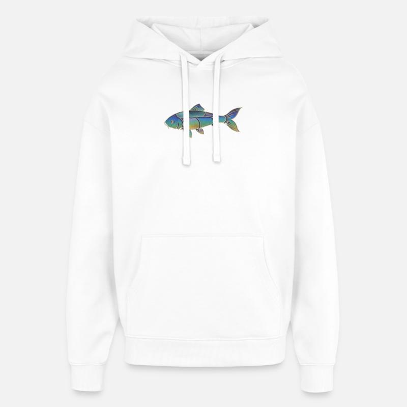 Gradient Pattern Iridescent Koi Fish - Oversized Unisex Hoodie by Stanley/Stella - white