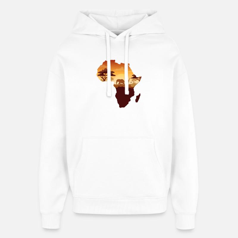 Carte du safari africain - Sweat à capuche unisexe Stanley/Stella Oversized - blanc