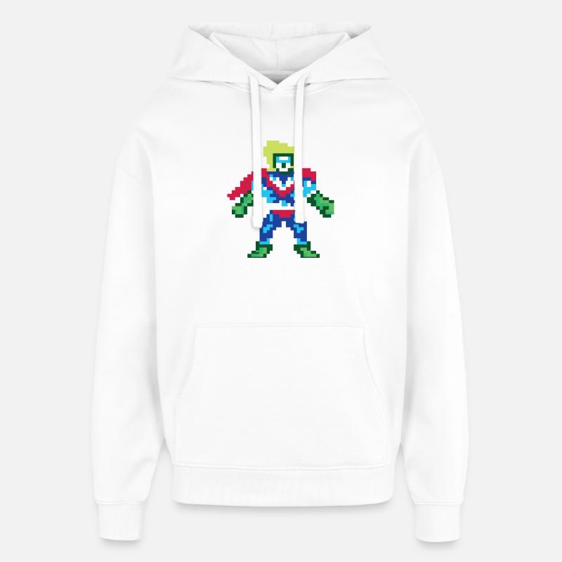 Pixel Art Superheld – Männlicher Held - Oversized Unisex Hoodie von Stanley/Stella - Weiß