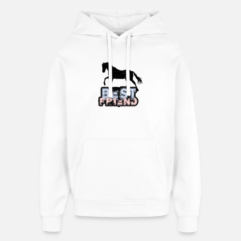 Meilleur ami Horse Pferd - Sweat à capuche unisexe Stanley/Stella Oversized - blanc