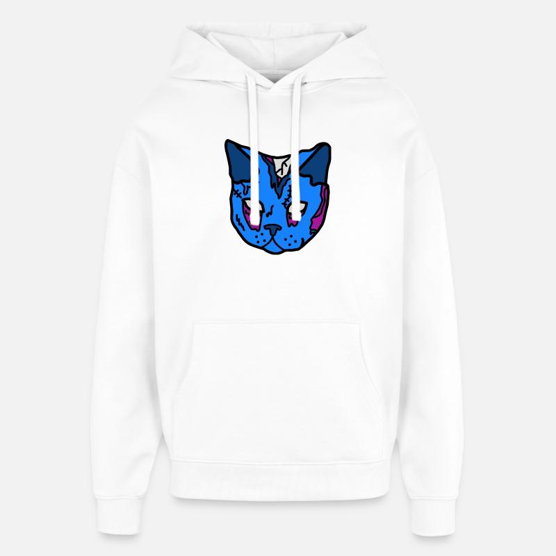 Blauer Katzenmaske Patchwork - Oversized Unisex Hoodie von Stanley/Stella - Weiß