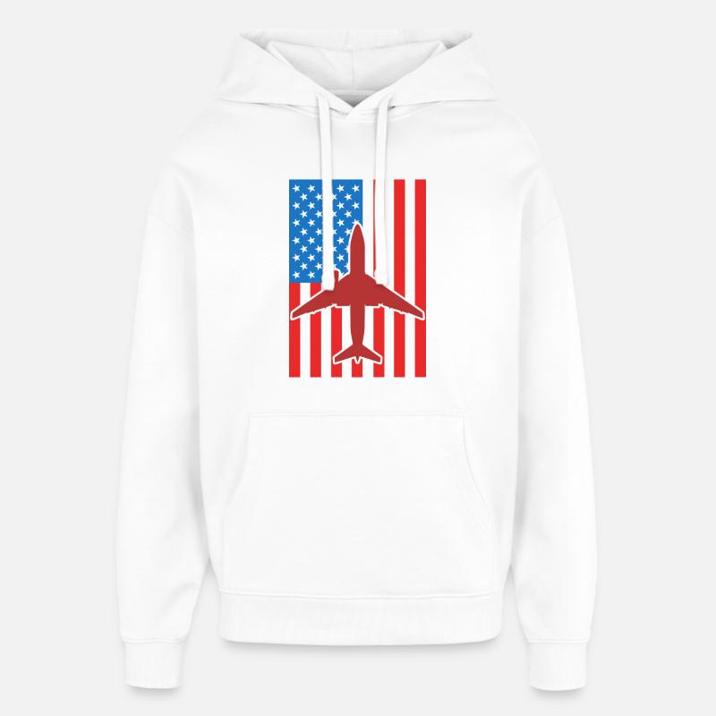 Avion Drapeau des États-Unis - Sweat à capuche unisexe Stanley/Stella Oversized - blanc