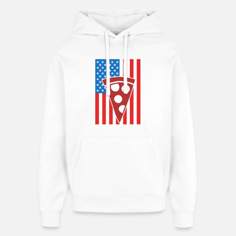 Drapeau de Pizza USA - Sweat à capuche unisexe Stanley/Stella Oversized - blanc