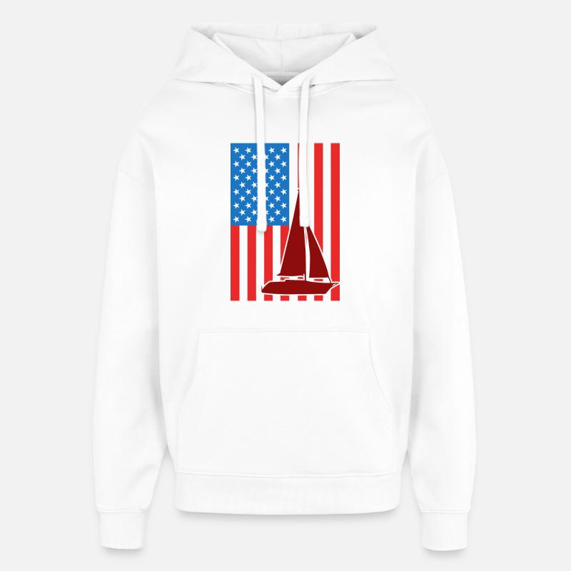Voile Drapeau des États-Unis - Sweat à capuche unisexe Stanley/Stella Oversized - blanc