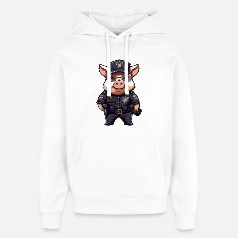 Piggy Policeman - Oversized Unisex Hoodie by Stanley/Stella - white