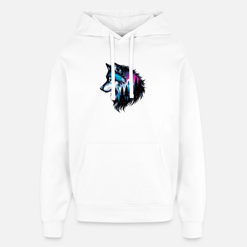 Loup - Sweat à capuche unisexe Stanley/Stella Oversized - blanc
