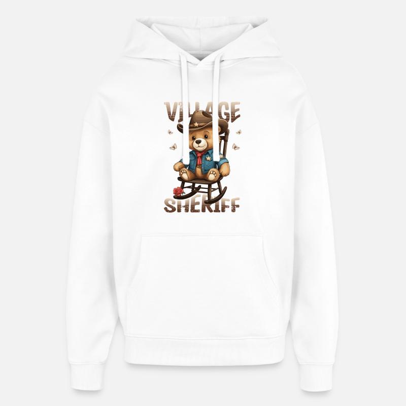 Bär der Dorf Sheriff - Oversized Unisex Hoodie von Stanley/Stella - Weiß