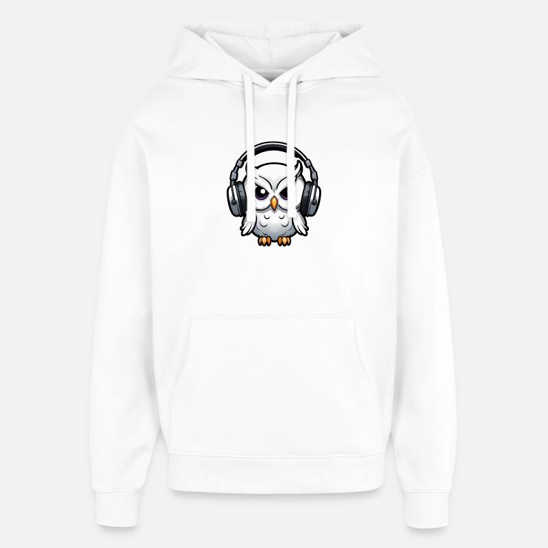weiße Eule mit Kopfhörern - Oversized Unisex Hoodie von Stanley/Stella - Weiß