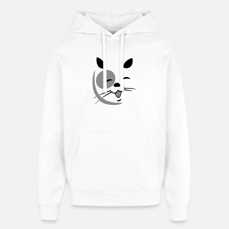 Visage de chat - Sweat à capuche unisexe Stanley/Stella Oversized - blanc
