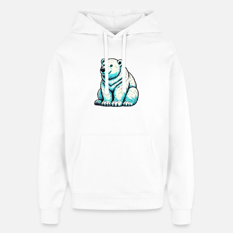 Ours blanc - Sweat à capuche unisexe Stanley/Stella Oversized - blanc
