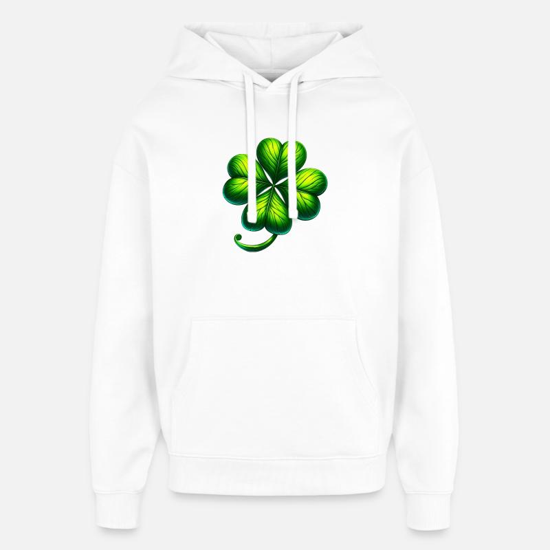 Trèfle à quatre feuilles - Sweat à capuche unisexe Stanley/Stella Oversized - blanc