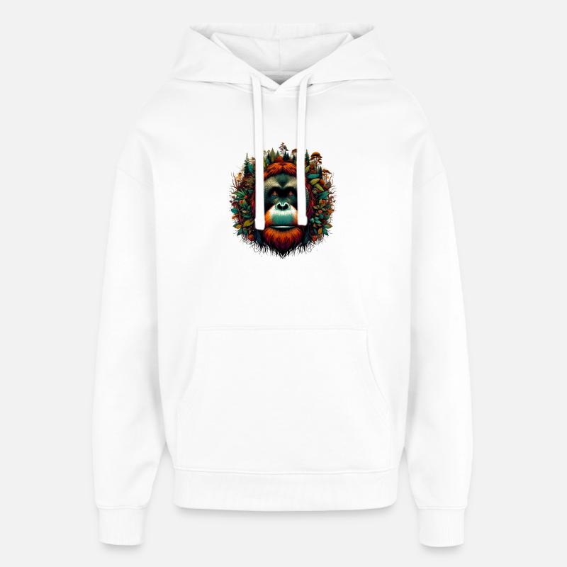 Orang-outan Singe Orang-outan - Sweat à capuche unisexe Stanley/Stella Oversized - blanc