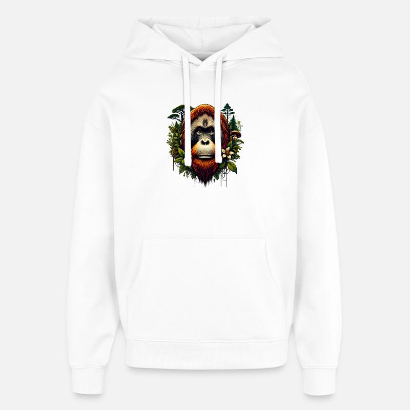 Orang-outan Singe Orang-outan - Sweat à capuche unisexe Stanley/Stella Oversized - blanc